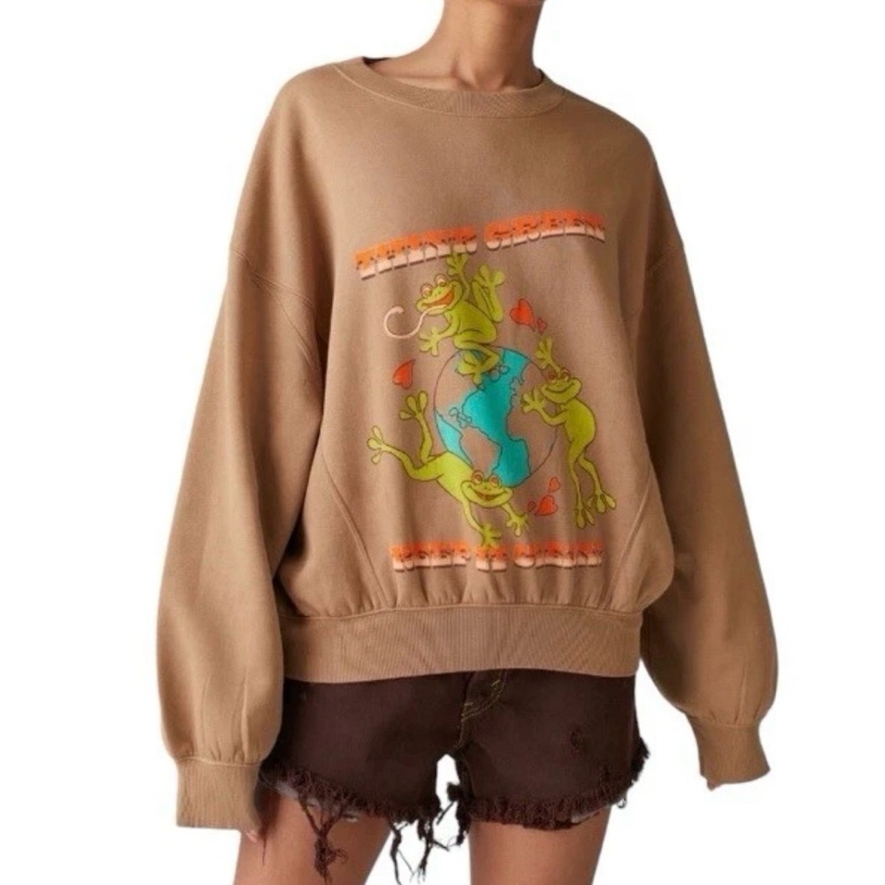 Urban Outfitters Frog Earth Day Sweatshirt Think Green Oversized Casual Large
